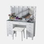 Hanah Home Mesa de Maquillaje BJ163 - 4002 con 13 Focos y Puff Blanco
